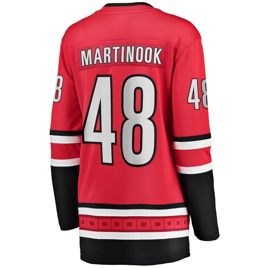 Jordan Martinook Carolina Hurricanes  Branded Women's Home Breakaway Player Jersey – Red