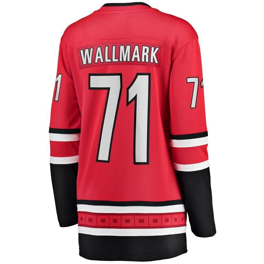 Lucas Wallmark Carolina Hurricanes  Branded Women's Home Breakaway Player Jersey – Red