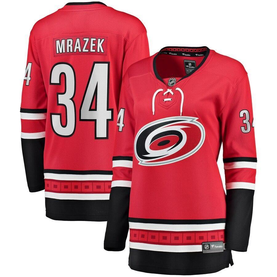 Petr Mrazek Carolina Hurricanes  Branded Women's Home Breakaway Player Jersey – Red