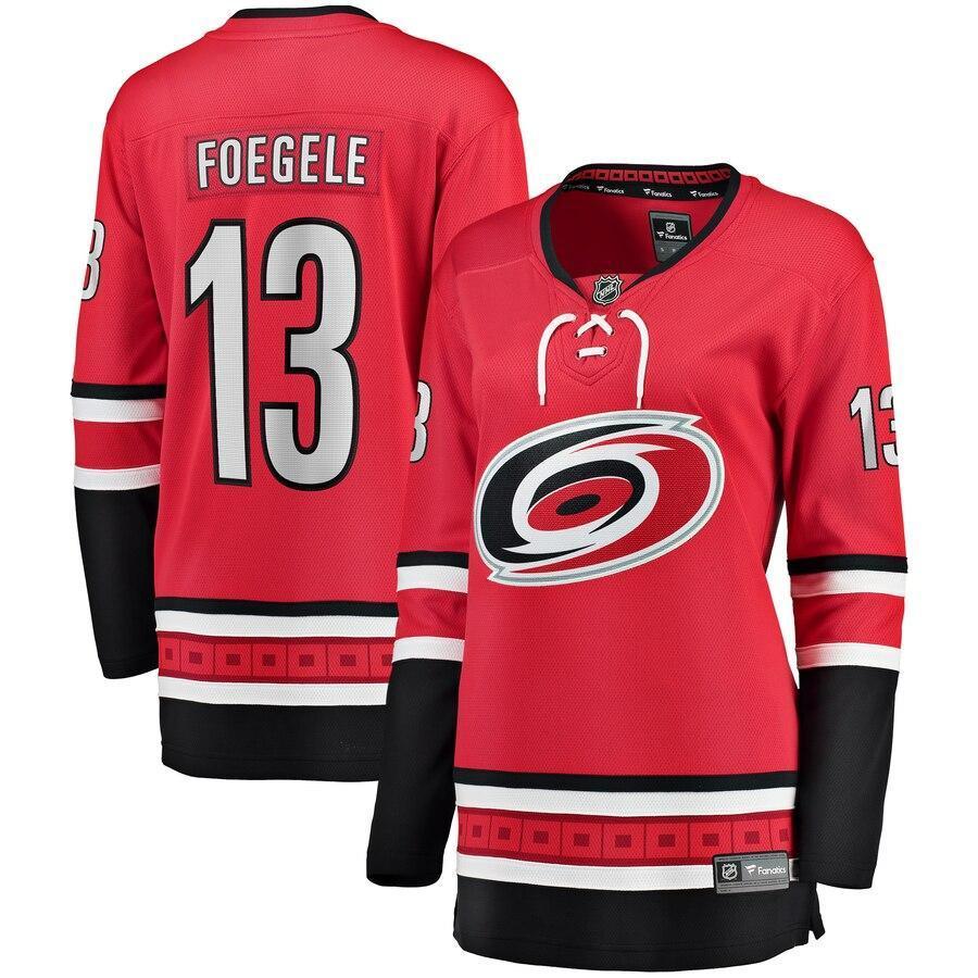 Warren Foegele Carolina Hurricanes  Branded Women's Home Breakaway Player Jersey – Red