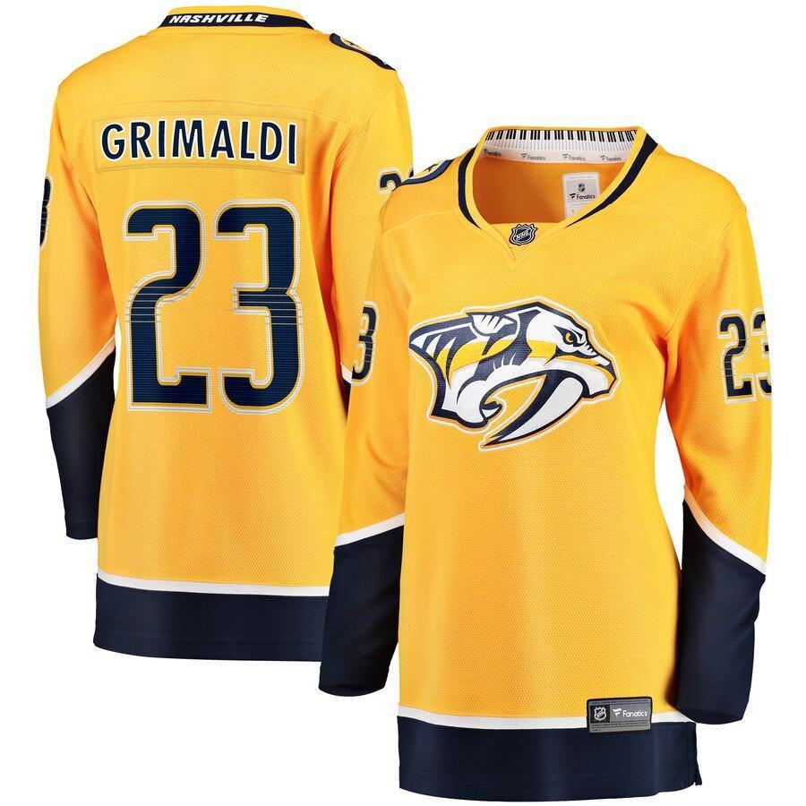Rocco Grimaldi Nashville Predators  Branded Women's Home Breakaway Player Jersey – Gold