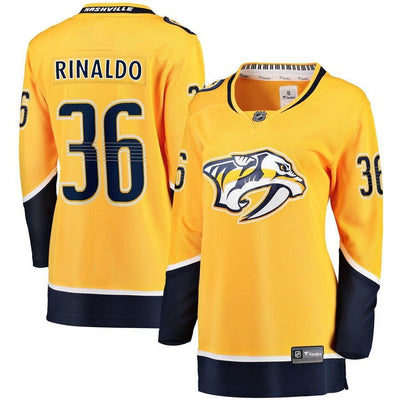 Zac Rinaldo Nashville Predators Branded Women's Home Breakaway Player Jersey – Gold