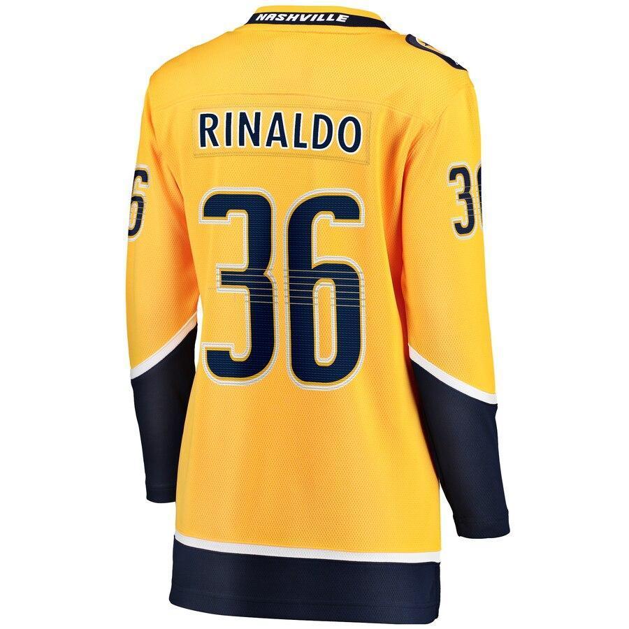 Zac Rinaldo Nashville Predators Branded Women's Home Breakaway Player Jersey – Gold