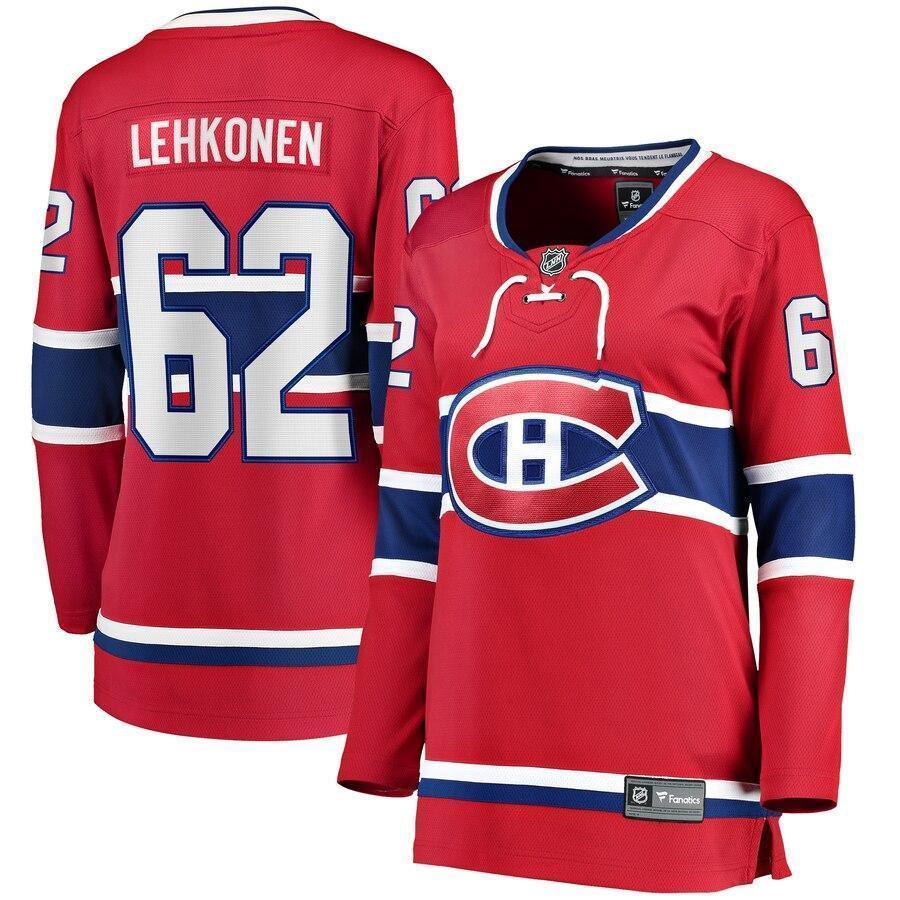 Artturi Lehkonen 62 Montreal Canadiens Women's Red Home Breakaway Player Jersey