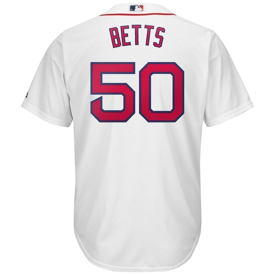 Mookie Betts 50 Boston Red Sox White Home Official Cool Base Player Jersey