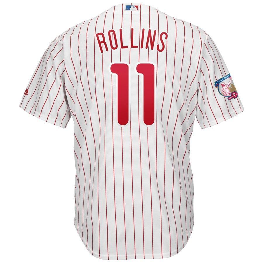 Jimmy Rollins 11 Philadelphia Phillies White/Red Home Retirement Cool Base Player Jersey