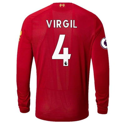 Virgil Van Dijk Liverpool New Balance Youth 2019/20 Home Replica Player Long Sleeve Jersey – Red
