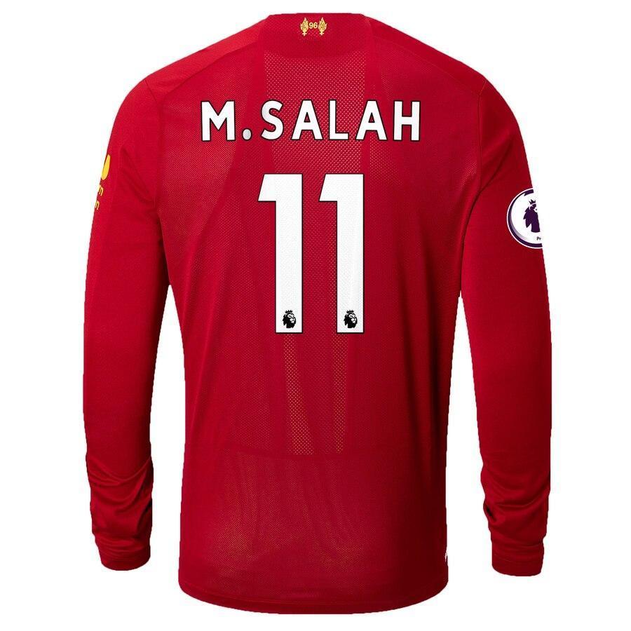 Mohamed Salah Liverpool New Balance Youth 2019/20 Home Replica Player Long Sleeve Jersey – Red