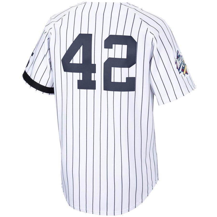 Men's New York Yankees Mariano Rivera Mitchell & Ness White/Navy Home 1999 Cooperstown Collection  Jersey