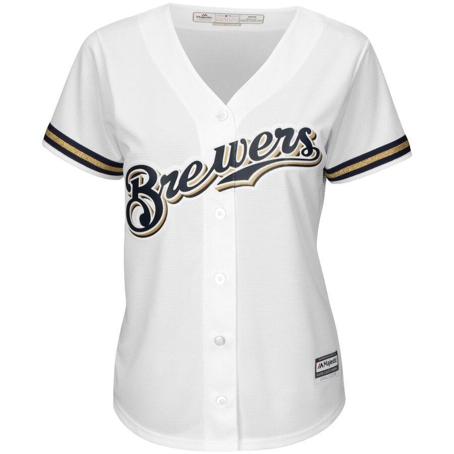 Christian Yelich 22 Milwaukee Brewers Women's White Plus Size Home Cool Base Player Jersey
