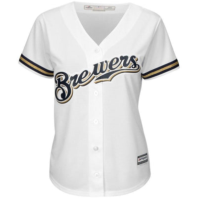 Christian Yelich 22 Milwaukee Brewers Women's White Plus Size Home Cool Base Player Jersey