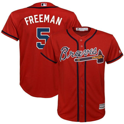 Freeman 5 Atlanta Braves Youth Navy Official Cool Base Player Jersey