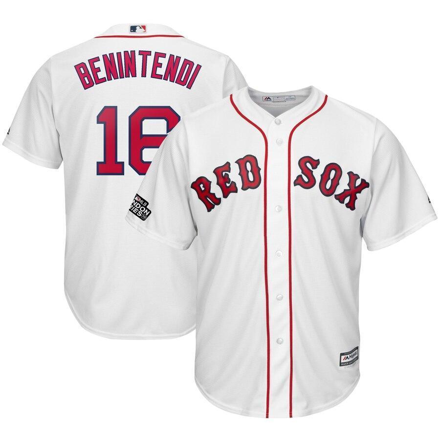 Andrew Benintendi 16 Boston Red Sox White 2019 London Series Cool Base Player Jersey
