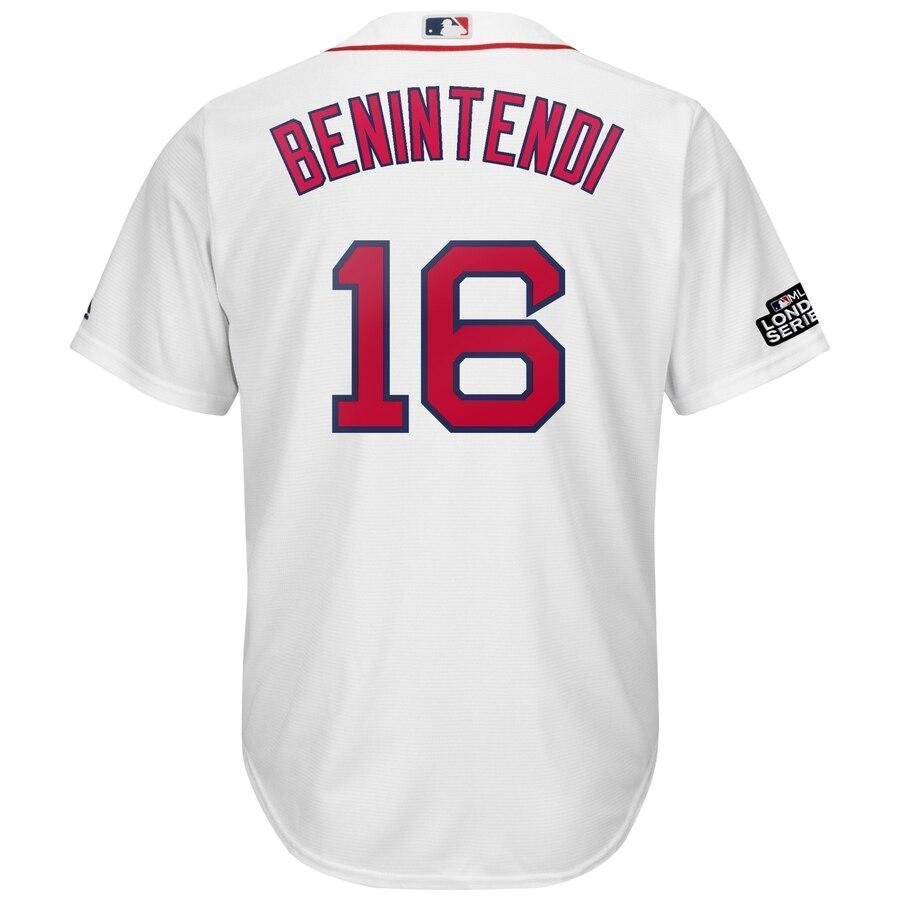 Andrew Benintendi 16 Boston Red Sox White 2019 London Series Cool Base Player Jersey