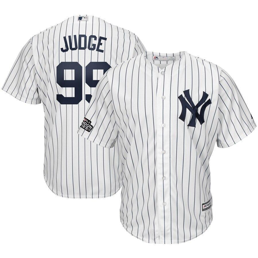 Aaron Judge 99 New York Yankees White/Navy 2019 London Series Cool Base Player Jersey