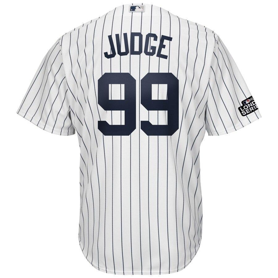 Aaron Judge 99 New York Yankees White/Navy 2019 London Series Cool Base Player Jersey