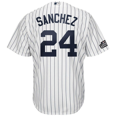 Gary Sanchez 24 New York Yankees White/Navy 2019 London Series Cool Base Player Jersey