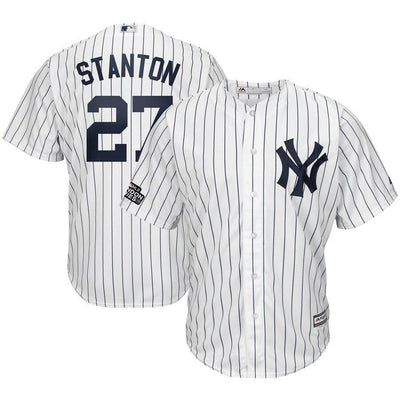 Giancarlo Stanton 27 New York Yankees White/Navy 2019 London Series Cool Base Player Jersey