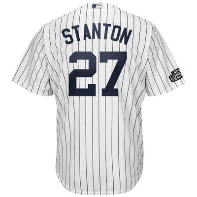 Giancarlo Stanton 27 New York Yankees White/Navy 2019 London Series Cool Base Player Jersey