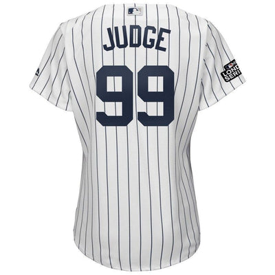 Aaron Judge 99 New York Yankees Women's White/Navy 2019 London Series Cool Base Player Jersey
