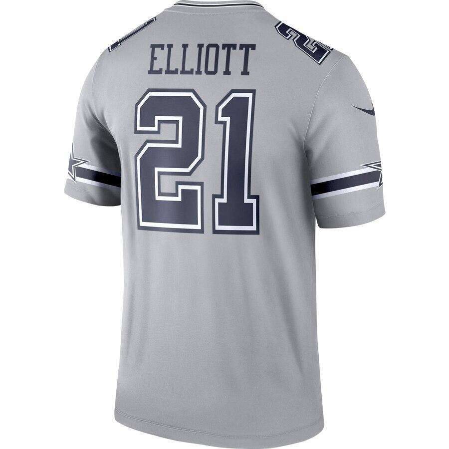 Ezekiel Elliott 21 Dallas Cowboys Gray Inverted Legend Jersey