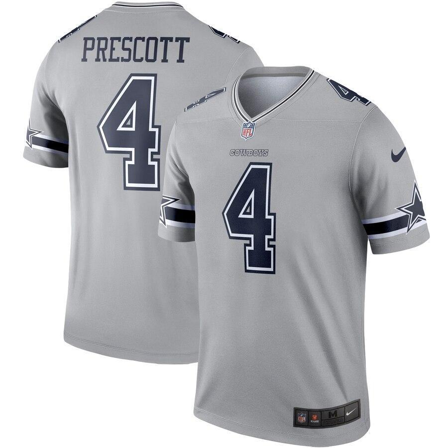 Dak Prescott Dallas Cowboys Gray Inverted Legend Jersey
