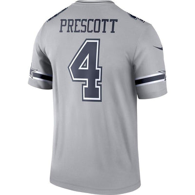 Dak Prescott Dallas Cowboys Gray Inverted Legend Jersey