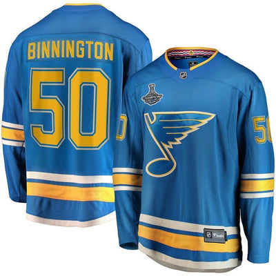 Jordan Binnington St. Louis Blues Blue 2019 Stanley Cup Champions Alternate Breakaway Player Jersey