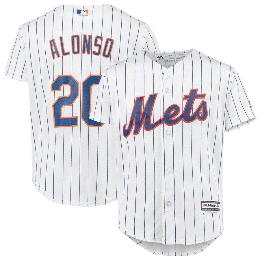 Pete Alonso New York Mets Youth White/Royal Home Official Cool Base Player Jersey