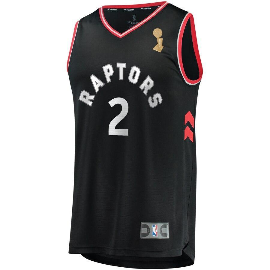 Kawhi Leonard Toronto Raptors Youth 2019 NBA Finals Champions Fast Break Replica Player Jersey Black – Statement Edition