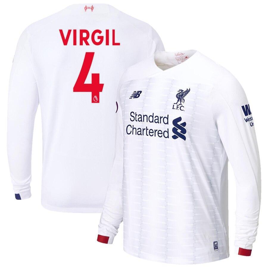 Virgil Van Dijk Liverpool New Balance 2019/20 Away Replica Long Sleeve Player Jersey – White