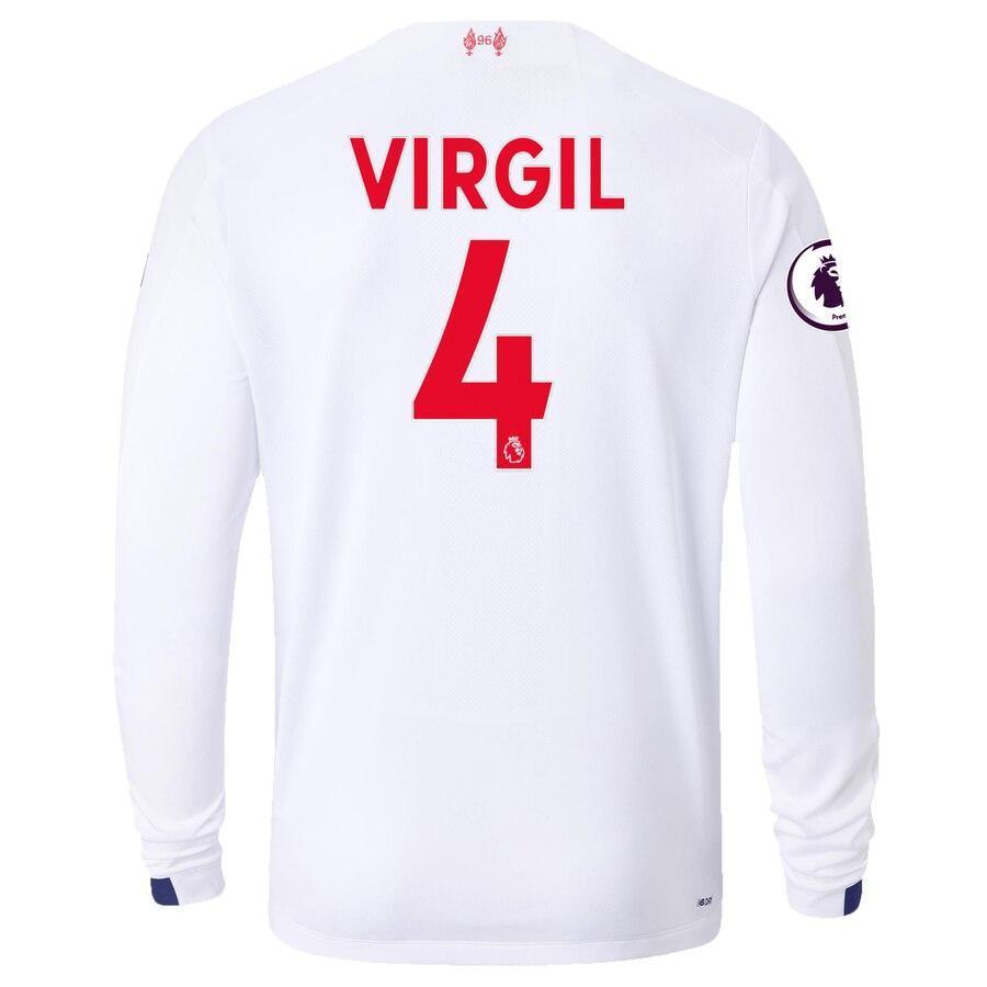 Virgil Van Dijk Liverpool New Balance 2019/20 Away Replica Long Sleeve Player Jersey – White