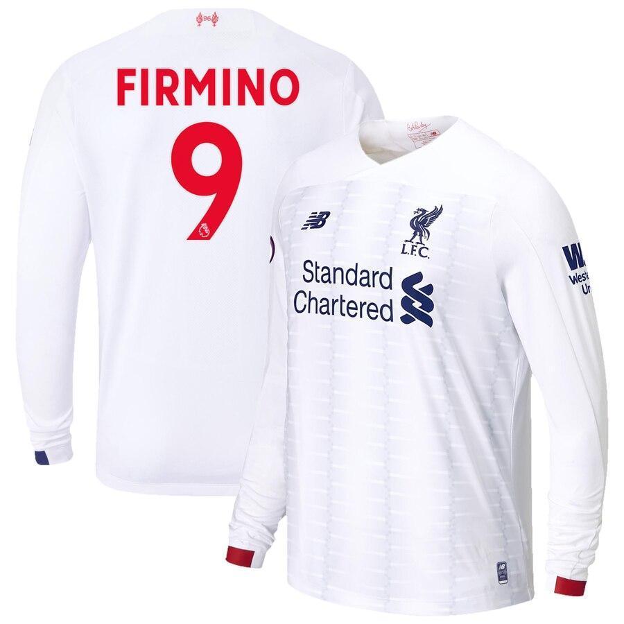 Roberto Firmino Liverpool New Balance 2019/20 Away Replica Long Sleeve Player Jersey – White