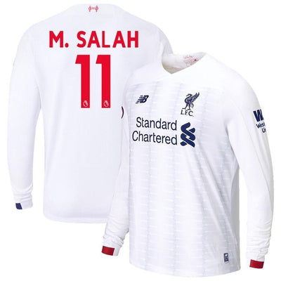 Mohamed Salah Liverpool New Balance 2019/20 Away Replica Long Sleeve Player Jersey – White