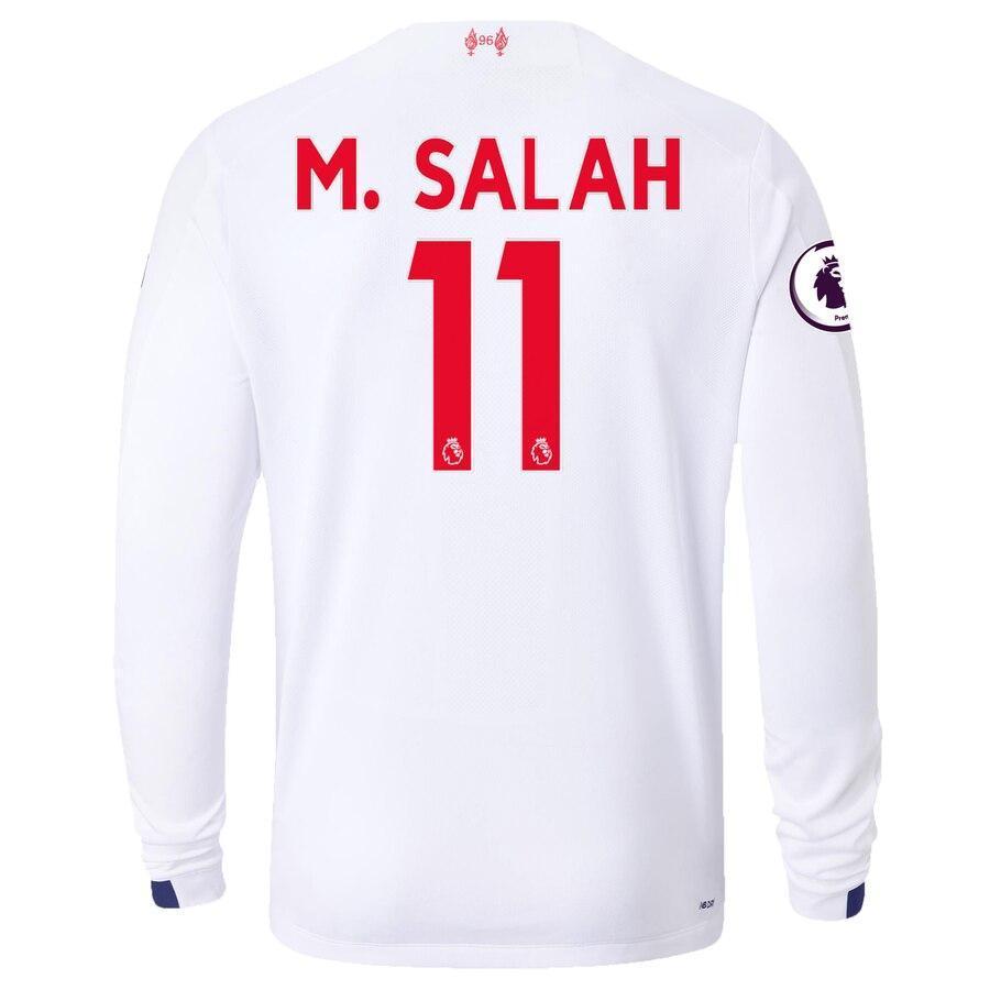 Mohamed Salah Liverpool New Balance 2019/20 Away Replica Long Sleeve Player Jersey – White
