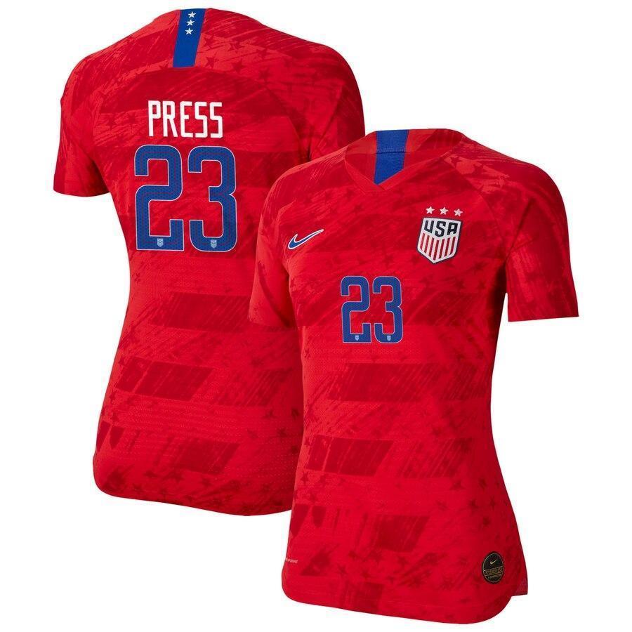 Christen Press 23 USWNT Women's Red 2019 Away Authentic Vapor Player Jersey