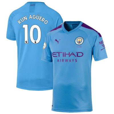 Sergio Agüero Manchester City Puma 2019/20 Home Authentic Player Jersey – Light Blue