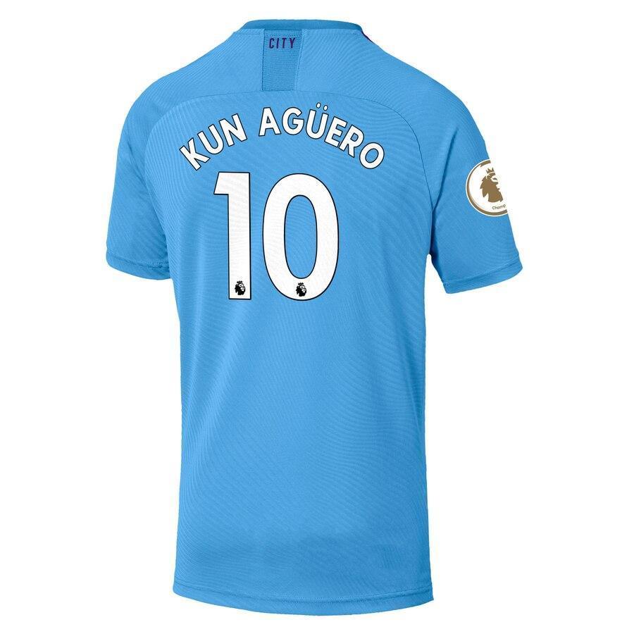 Sergio Agüero Manchester City Puma 2019/20 Home Authentic Player Jersey – Light Blue
