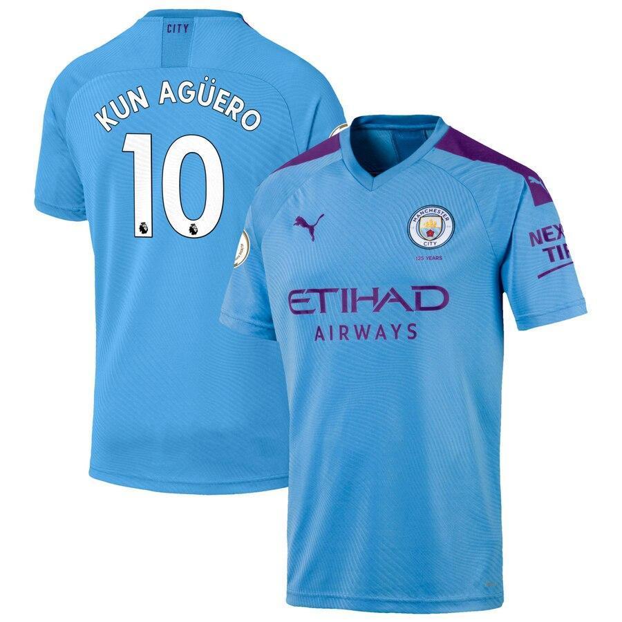 Sergio Agüero Manchester City Puma 2019/20 Home Replica Player Jersey – Light Blue