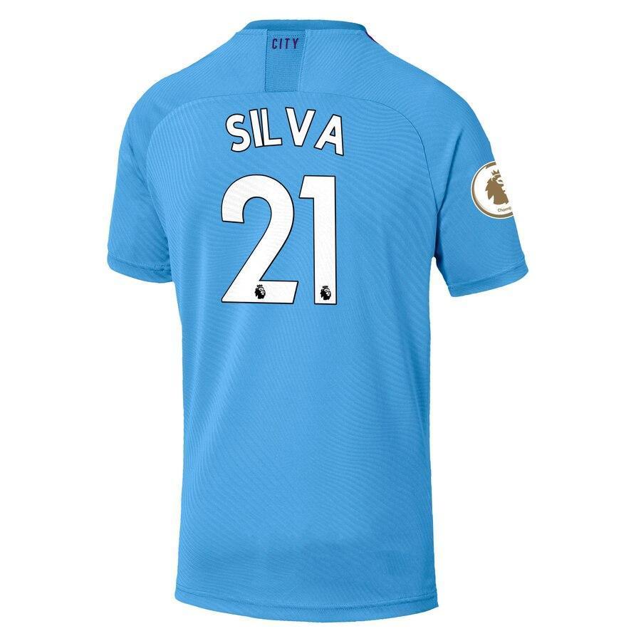 David Silva Manchester City Puma 2019/20 Home Replica Player Jersey – Light Blue