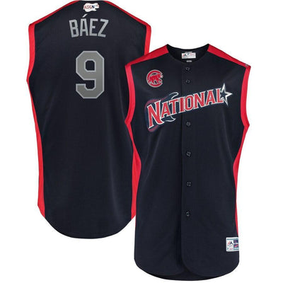 Men's National League Javier Báez Majestic Navy 2019 MLB All-Star Game Workout Player Jersey