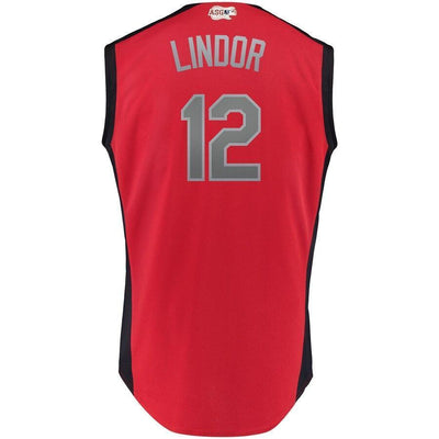Francisco Lindor 12 American League Red 2019 MLB All-Star Game Workout Player Jersey