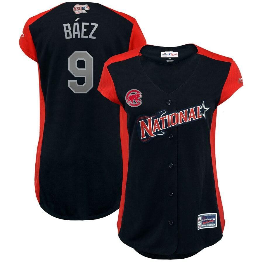 Javier Báez National League Majestic Women's 2019 MLB All-Star Game Workout Player Jersey - Navy