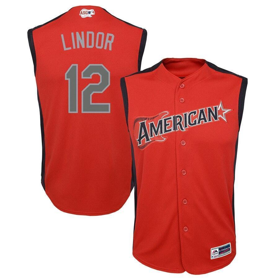 Francisco Lindor 12 American League Youth Red 2019 MLB All-Star Game Player Jersey