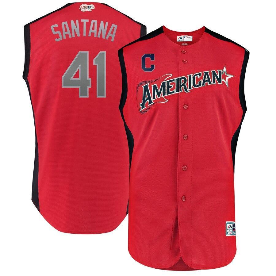 Carlos Santana 41 American League Red 2019 MLB All-Star Game Workout Player Jersey