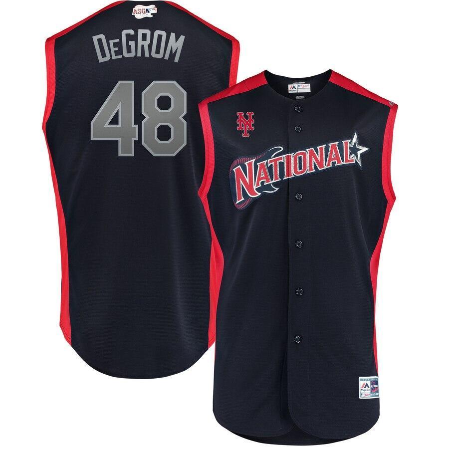 Jacob deGrom National League Majestic 2019 MLB All-Star Game Workout Player Jersey - Navy/Red