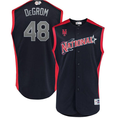 Jacob deGrom National League Majestic 2019 MLB All-Star Game Workout Player Jersey - Navy/Red