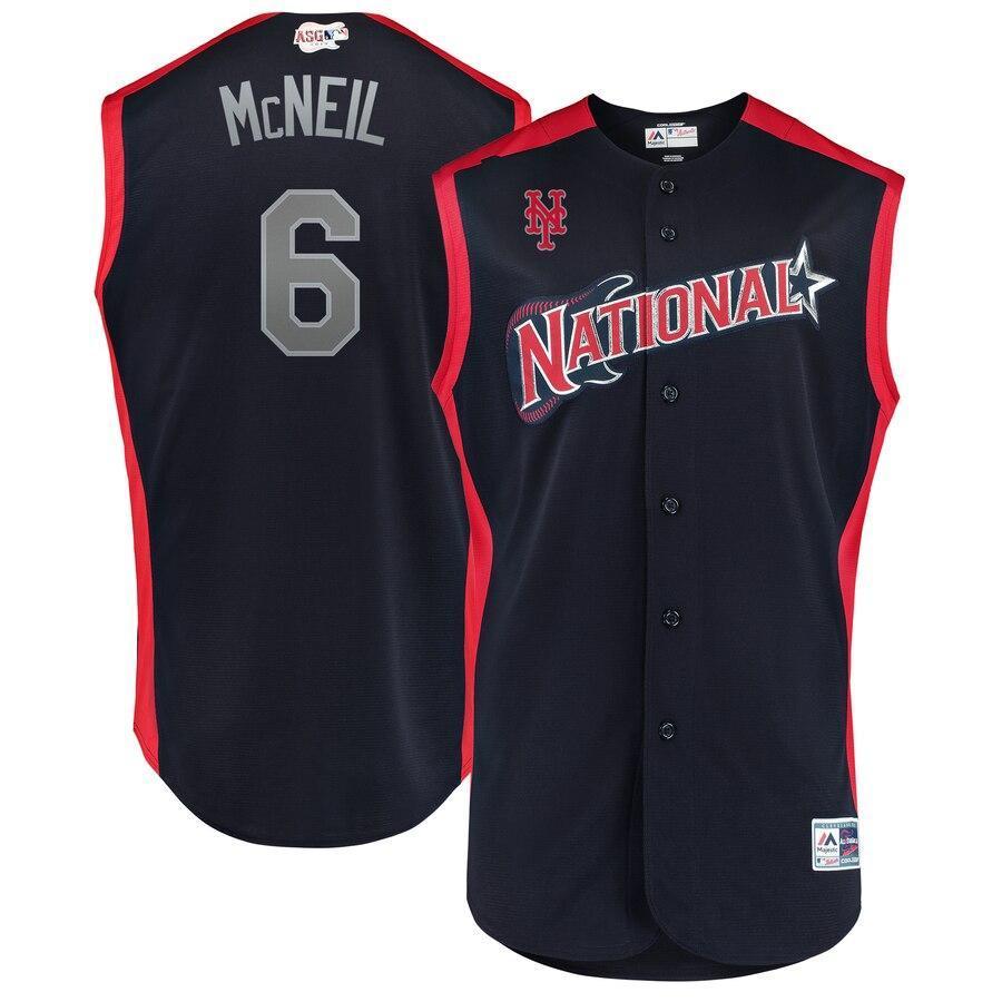 Jeff McNeil National League Majestic 2019 MLB All-Star Game Workout Player Jersey - Navy/Red