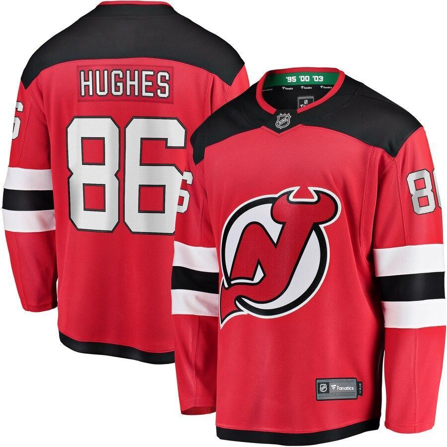Jack Hughes New Jersey Devils  Branded Breakaway Player Jersey – Red