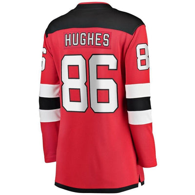 Jack Hughes New Jersey Devils Branded Women's Home Breakaway Jersey – Red